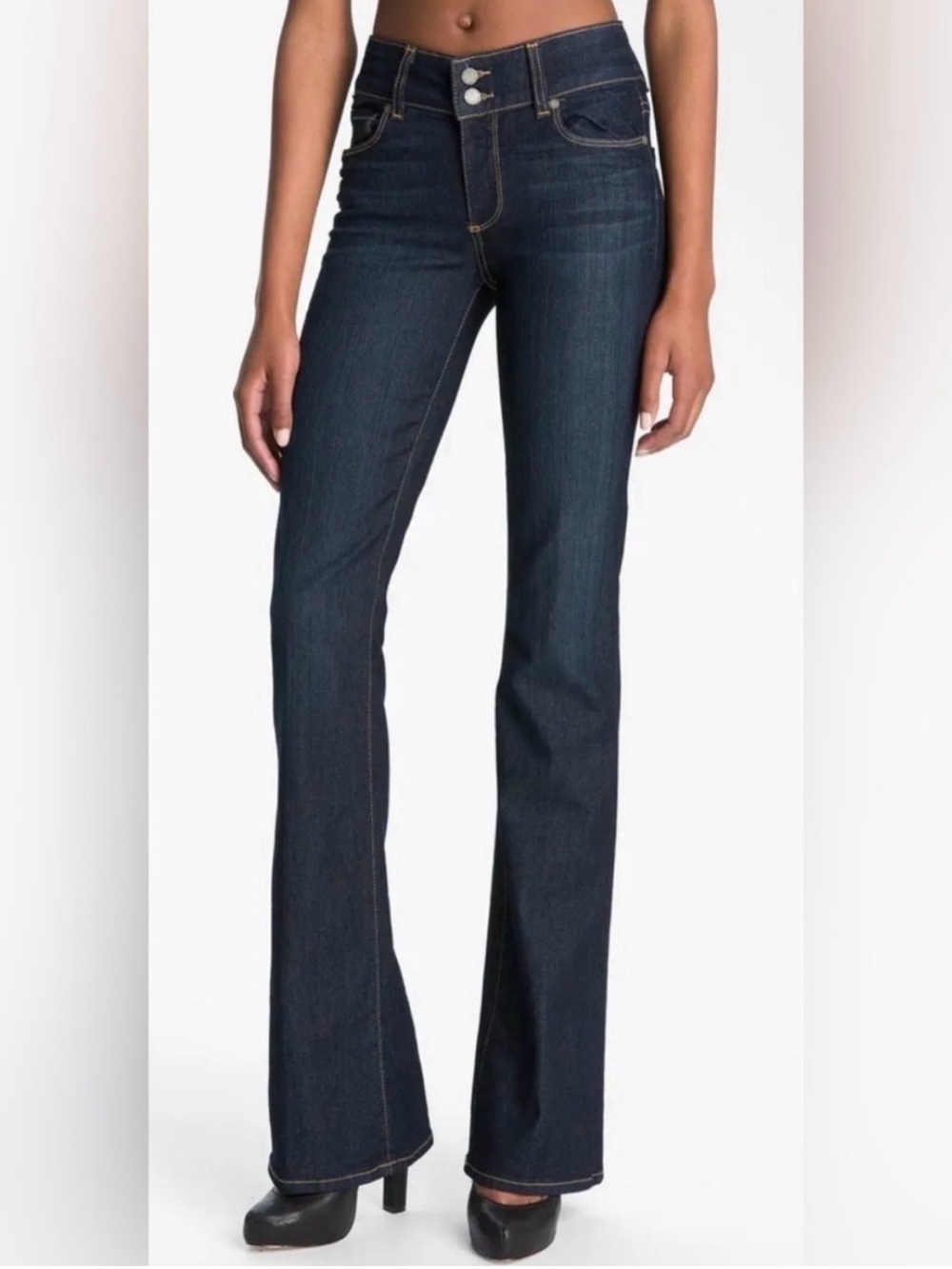 Paige Denim Dark Wash High-Rise Bootcut Jeans - Womens Dark Blue